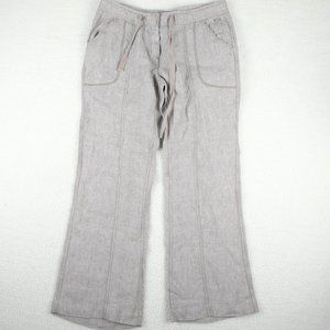 LTD Linen Joggers Womens 34 Gray Bootcut Drawstring Lightweight Summer Flowy